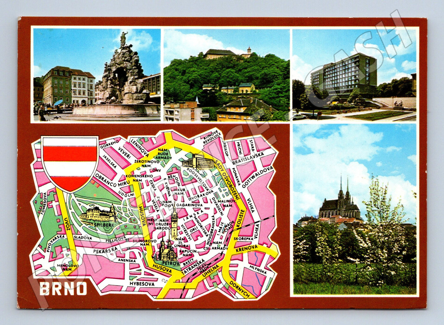 Pohlednice Brno různé pohledy a mapa 1987 (M22509)