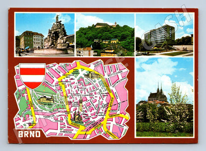 Pohlednice Brno různé pohledy a mapa 1987 (M22509)