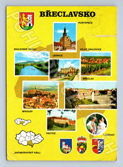 Pohlednice Břeclavsko s výběrem míst a mapou (M22511)