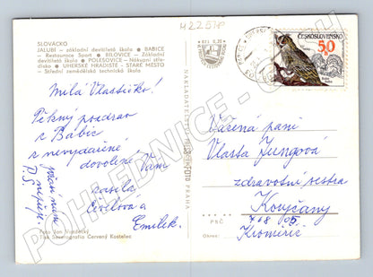 Pohlednice Slovácko obce Jalubí Babice Polešovice 1975 (M22518)