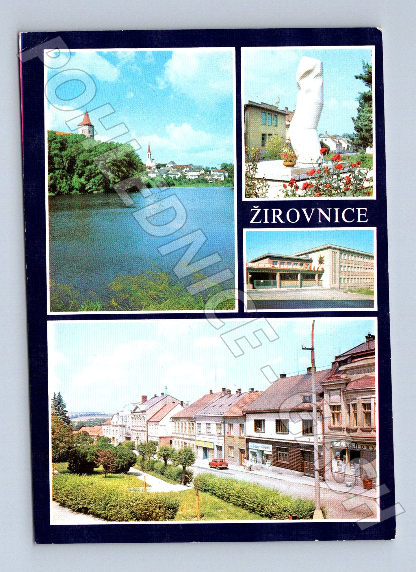 Pohlednice Žirovnice koláž městských motivů 1983 (M22521)