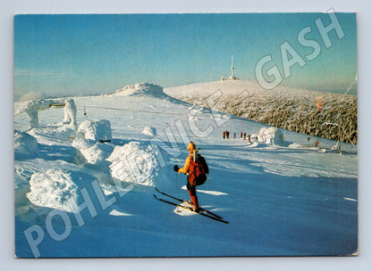 Pohlednice Jeseníky Praděd Petrovy kameny lyžař 1975 (M22522)