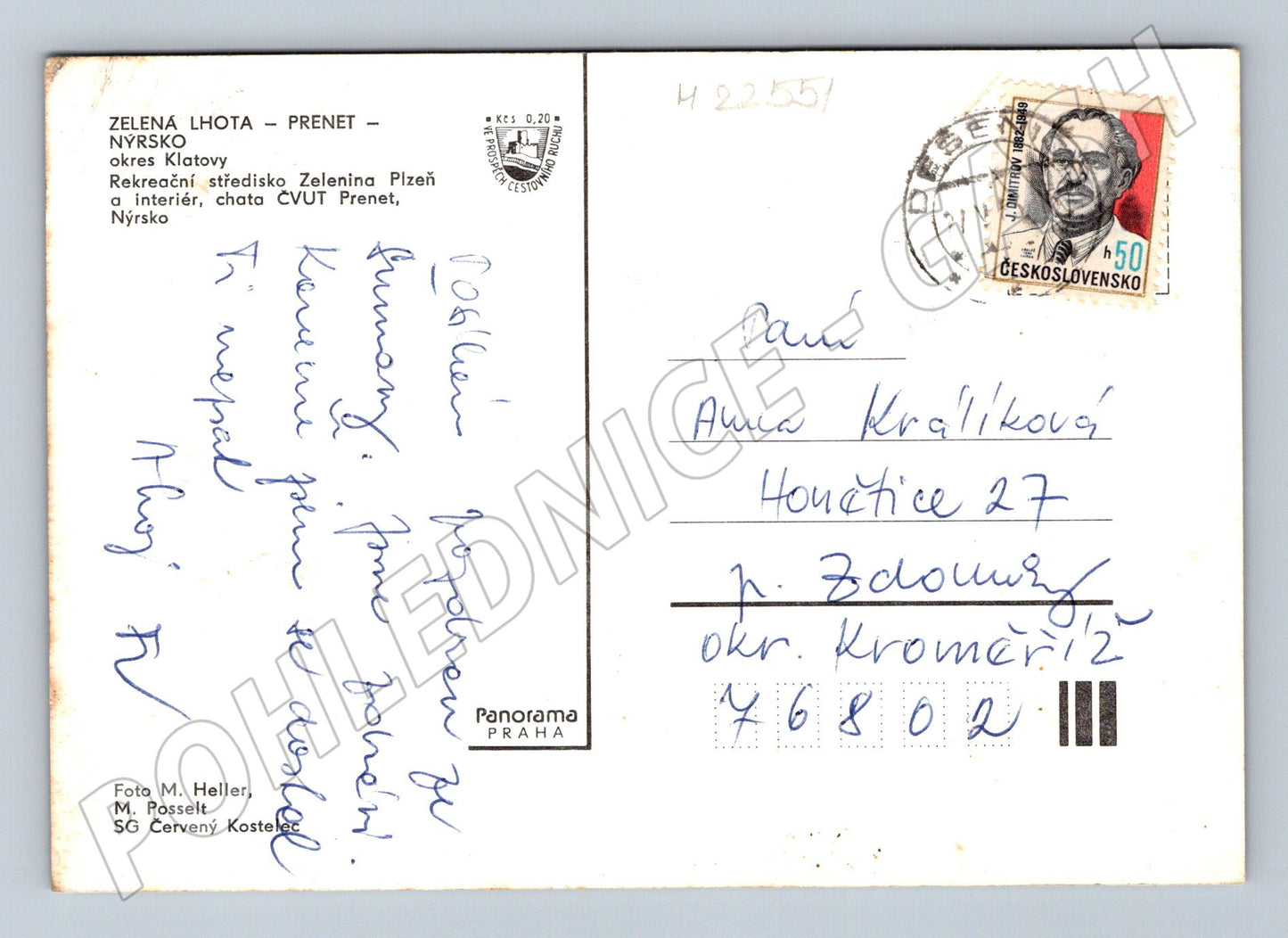 Pohlednice Zelená Lhota Prenet Nýrsko (M22551)