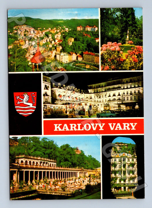 Pohlednice Karlovy Vary koláž motivů 1975 (M22582)