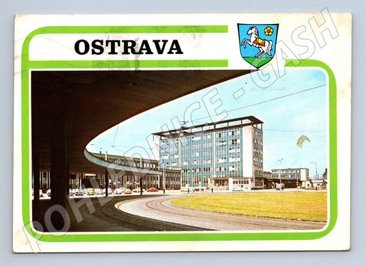Pohlednice Ostrava moderní budova tramvajové koleje 1973 (M22583)