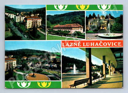 Pohlednice Luhačovice koláž lázeňských míst 1978 (M22586)