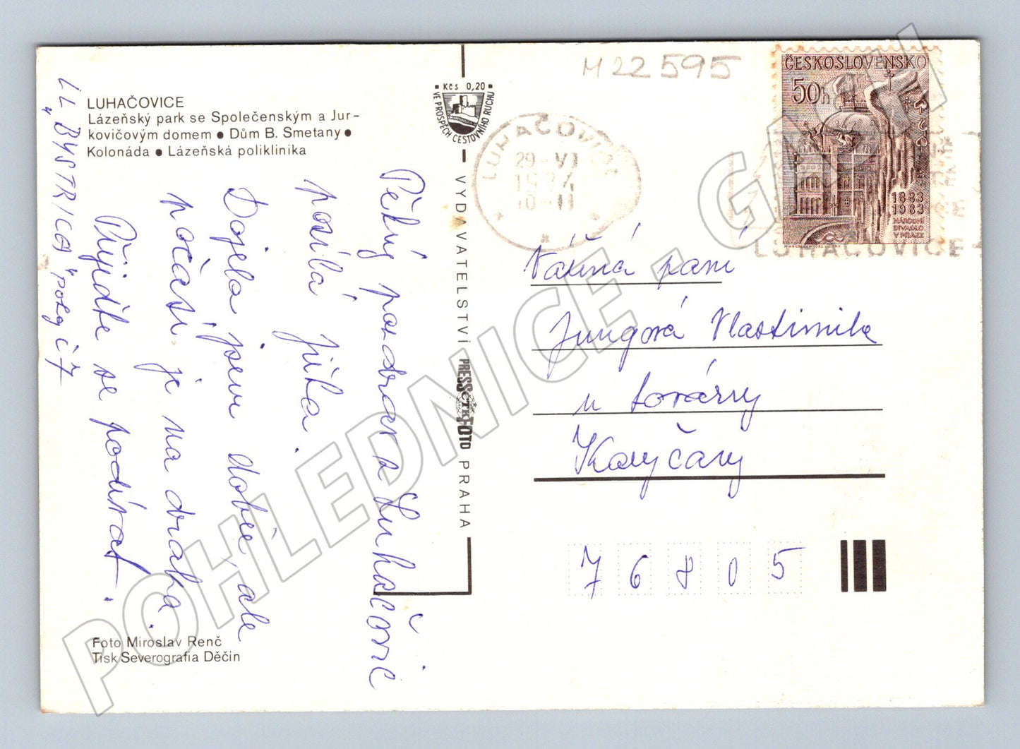 Pohlednice Luhačovice lázeňský park 1983 (M22595)