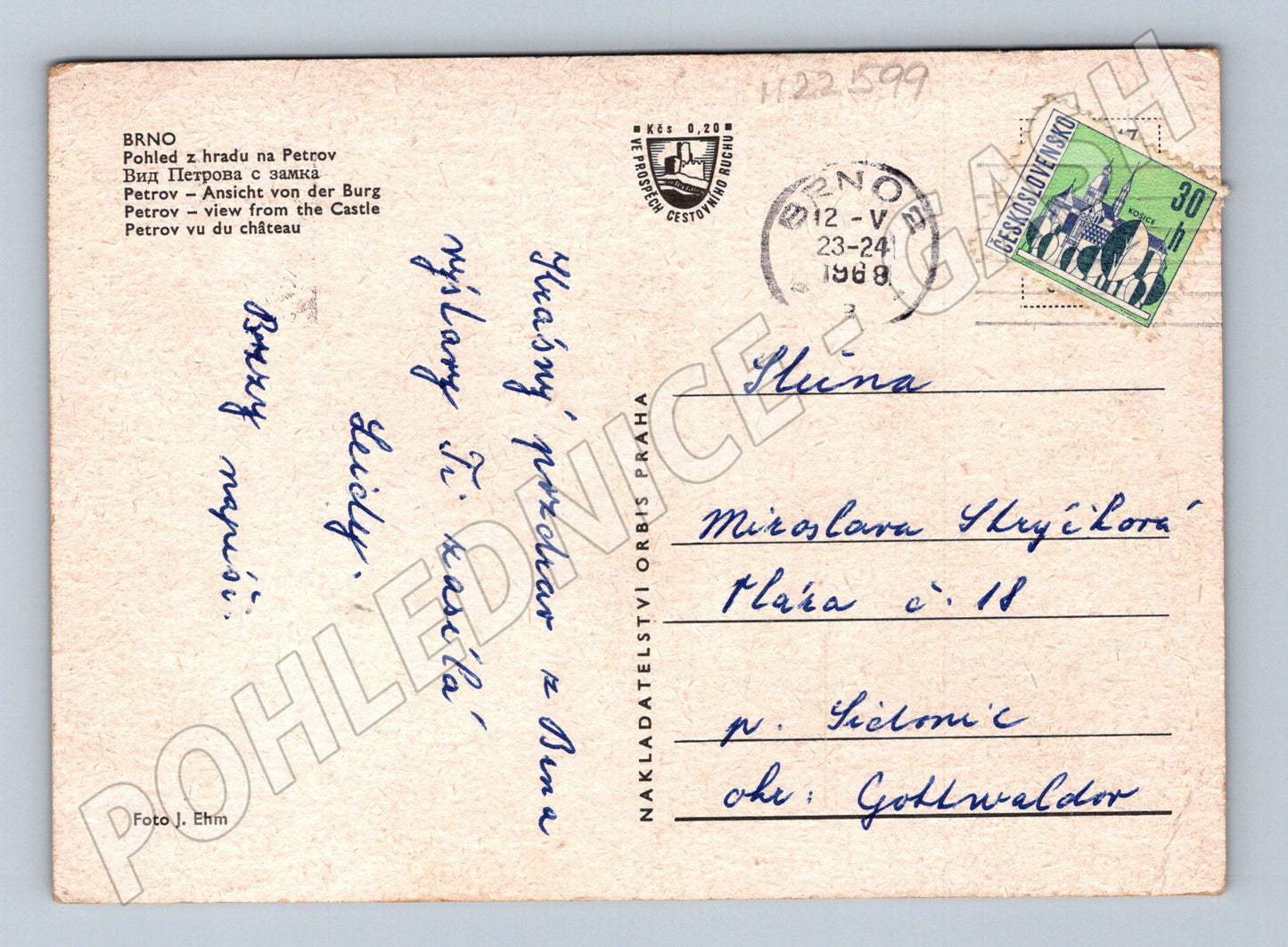 Pohlednice Brno Petrov view z hradu 1988 (M22599)