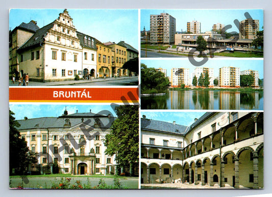 Pohlednice Bruntál – zámek, náměstí, výstavba (M226)