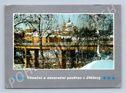 Pohlednice Jihlava zimní město most 1972 (M22612)