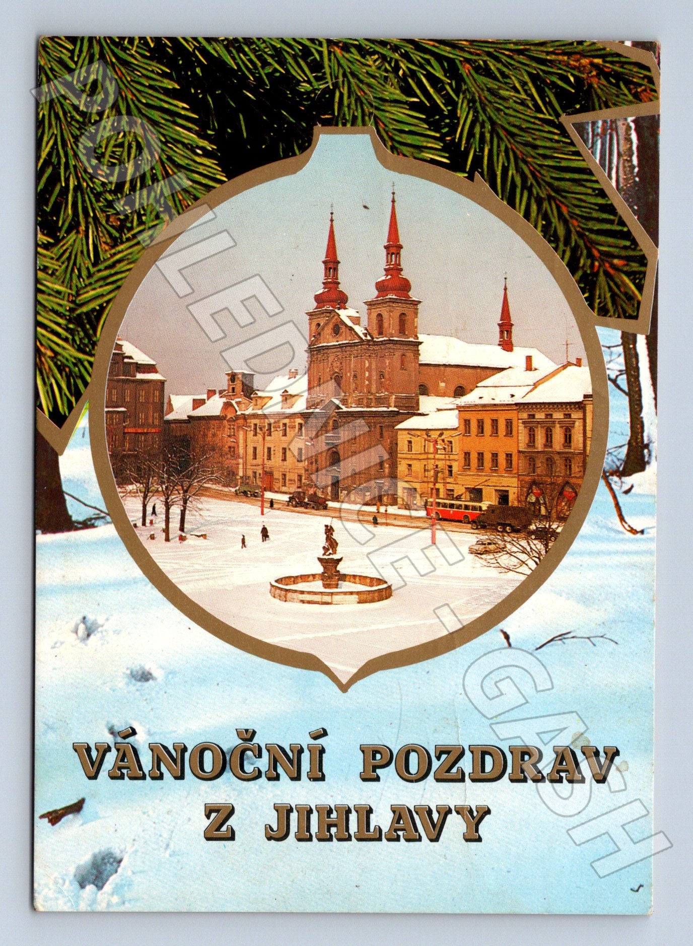 Pohlednice Jihlava vánoční pozdrav náměstí 1961 (M22617)