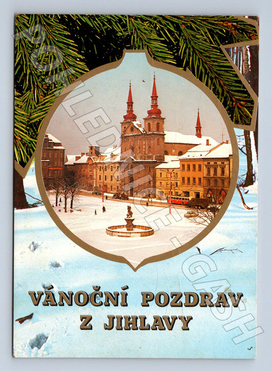 Pohlednice Jihlava vánoční pozdrav náměstí 1961 (M22617)
