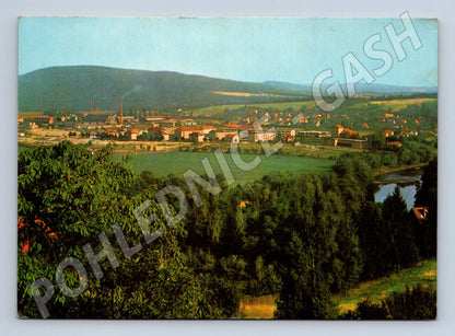 Pohlednice Sázava město s továrnami 1947 (M22618)