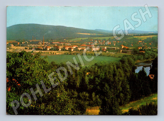 Pohlednice Sázava město s továrnami 1947 (M22618)