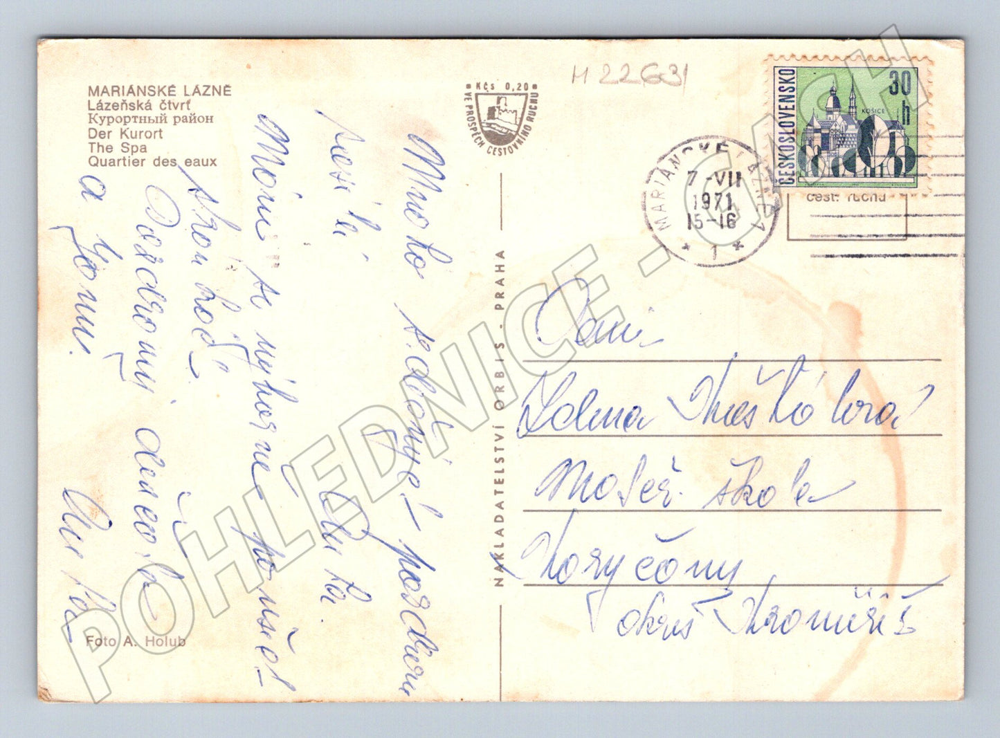 Pohlednice Mariánské Lázně Lázeňská čtvrť 1971 (M22631)