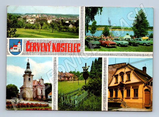 Pohlednice Červený Kostelec město kostel rybník (M22632)