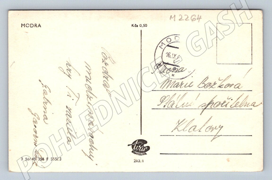 Pohlednice Modra Slovensko Malé Karpaty raz (M2264)