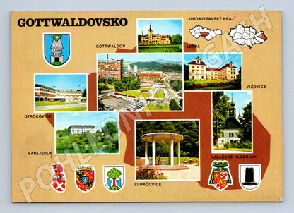 Pohlednice Gottwaldovsko koláž měst a zámků (M22659)