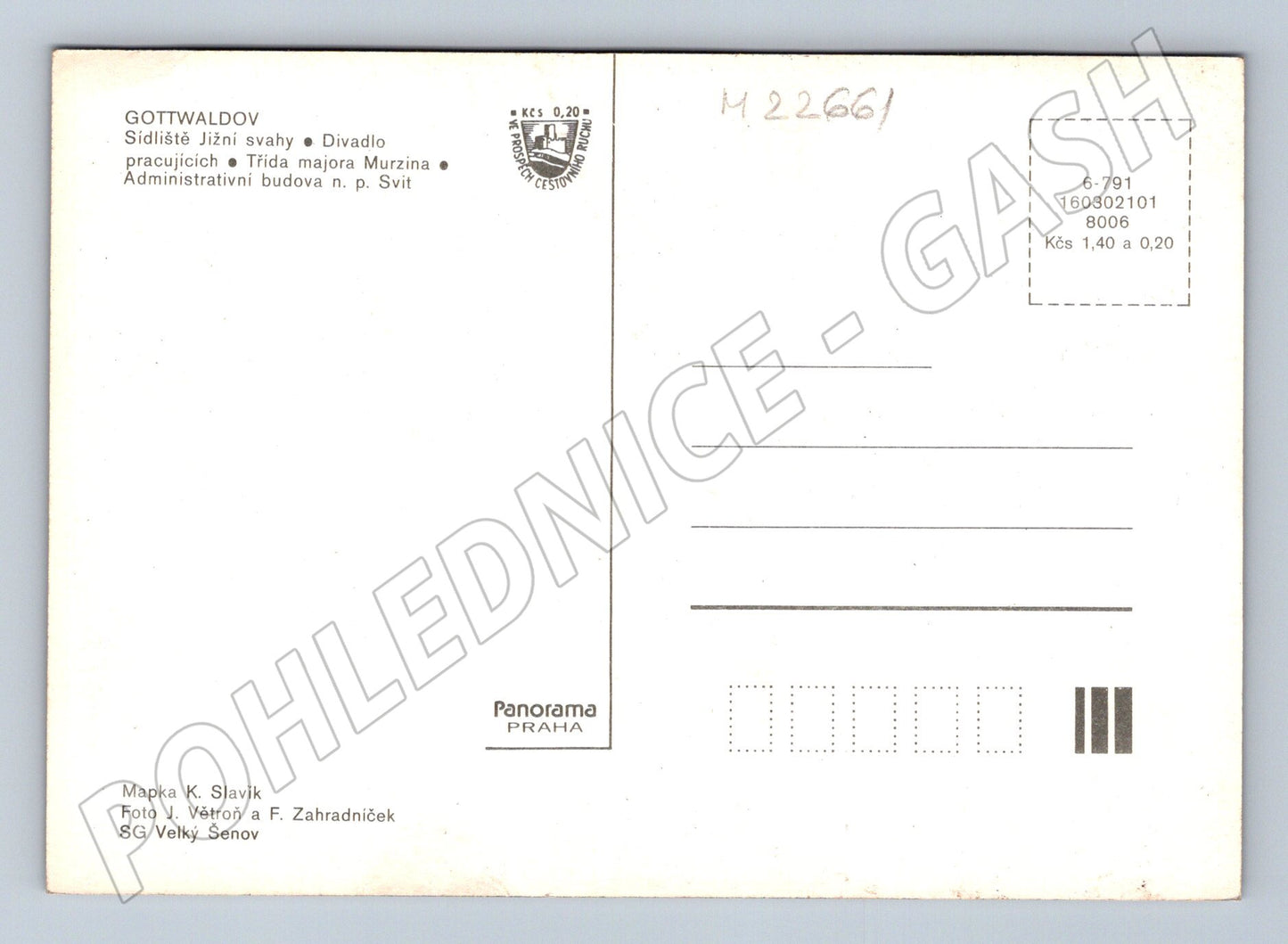 Pohlednice Gottwaldov mapa a budovy (M22661)