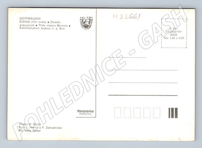 Pohlednice Gottwaldov mapa a budovy (M22661)