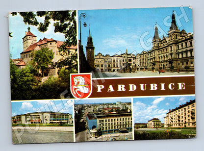 Pohlednice Pardubice zámek náměstí sídliště stadion (M22666)