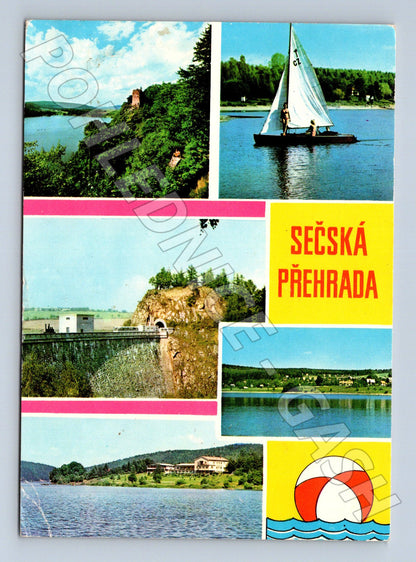 Pohlednice Sečská přehrada koláž motivů (M22708)