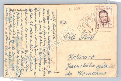 Pohlednice Dolní Rychnov továrna 1949 (M2271)