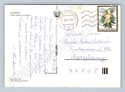 Pohlednice Kroměříž Velké náměstí se zámkem 1994 (M22715)