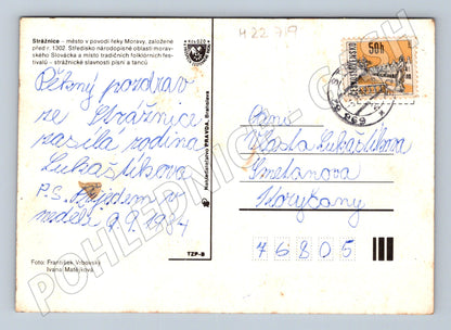 Pohlednice Strážnice koláž město, kroj 1984 (M22719)