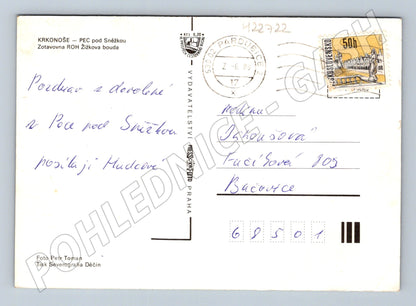 Pohlednice Krkonoše Pec pod Sněžkou Žižkova bouda 1983 (M22722)
