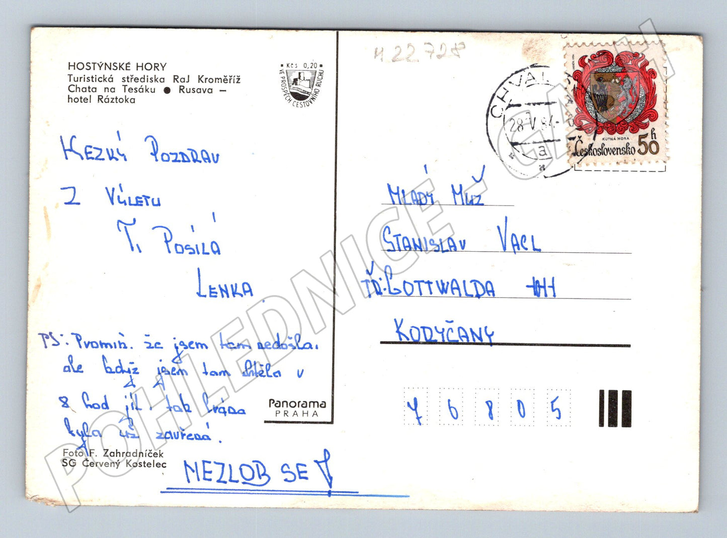 Pohlednice Hostýnské Hory Chaty Rusava 1972 (M22728)