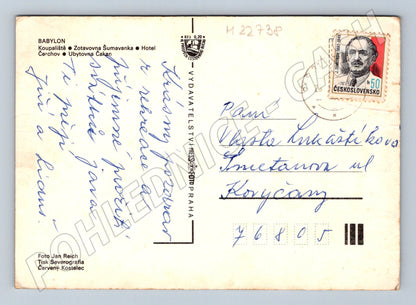 Pohlednice Babylon koupaliště, budovy, kurty 1968 (M22738)