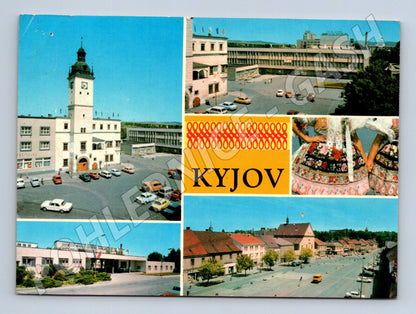 Pohlednice Kyjov multi-view radnice kroje 1970 (M22750)