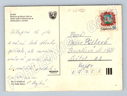 Pohlednice Kyjov multi-view radnice kroje 1970 (M22750)