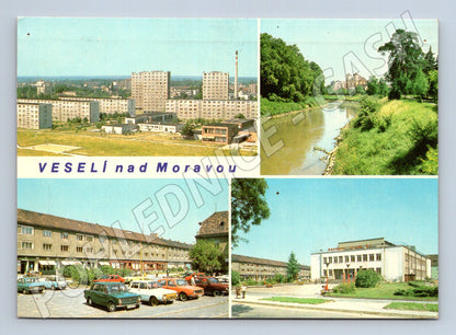 Pohlednice Veselí nad Moravou koláž města 1970 (M22751)
