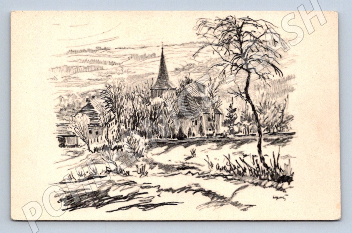 Pohlednice Hronov fara a kostel K Beneš 1933 (M2277)