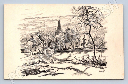 Pohlednice Hronov fara a kostel K Beneš 1933 (M2277)