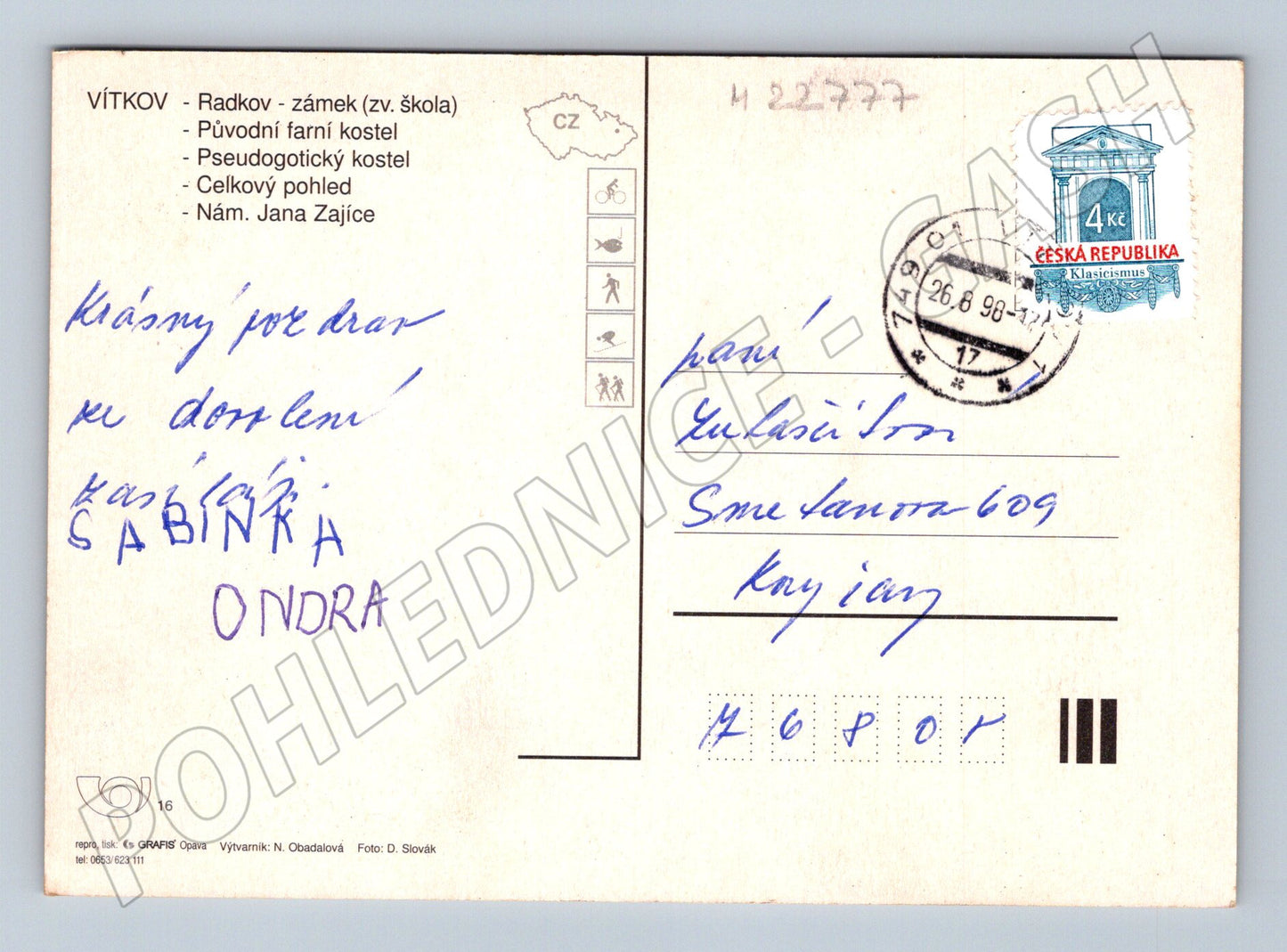 Pohlednice Vítkov multi-view 1998 (M22777)