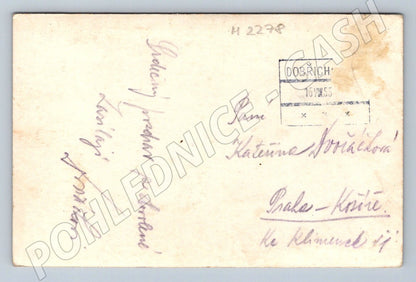 Pohlednice Dobřichovice zámek u řeky raz 1955 (M2278)