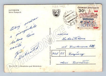Pohlednice Javorník panoráma náměstí znak 1974 (M22792)