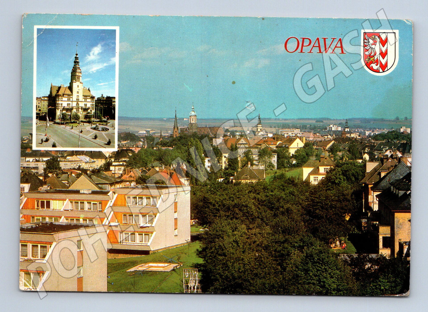 Pohlednice Opava městská krajina radnice 1960 (M22793)