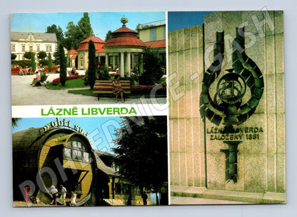 Pohlednice Lázně Libverda park památník Obří sud 1987 (M22795)