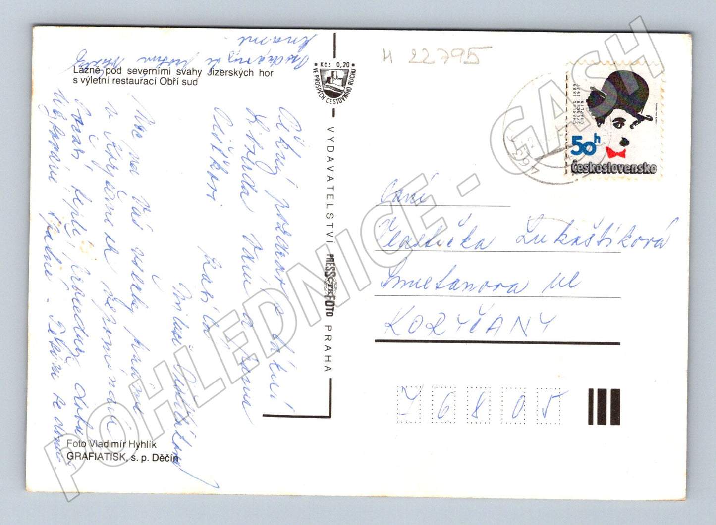 Pohlednice Lázně Libverda park památník Obří sud 1987 (M22795)