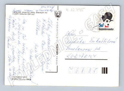 Pohlednice Lázně Libverda park památník Obří sud 1987 (M22795)