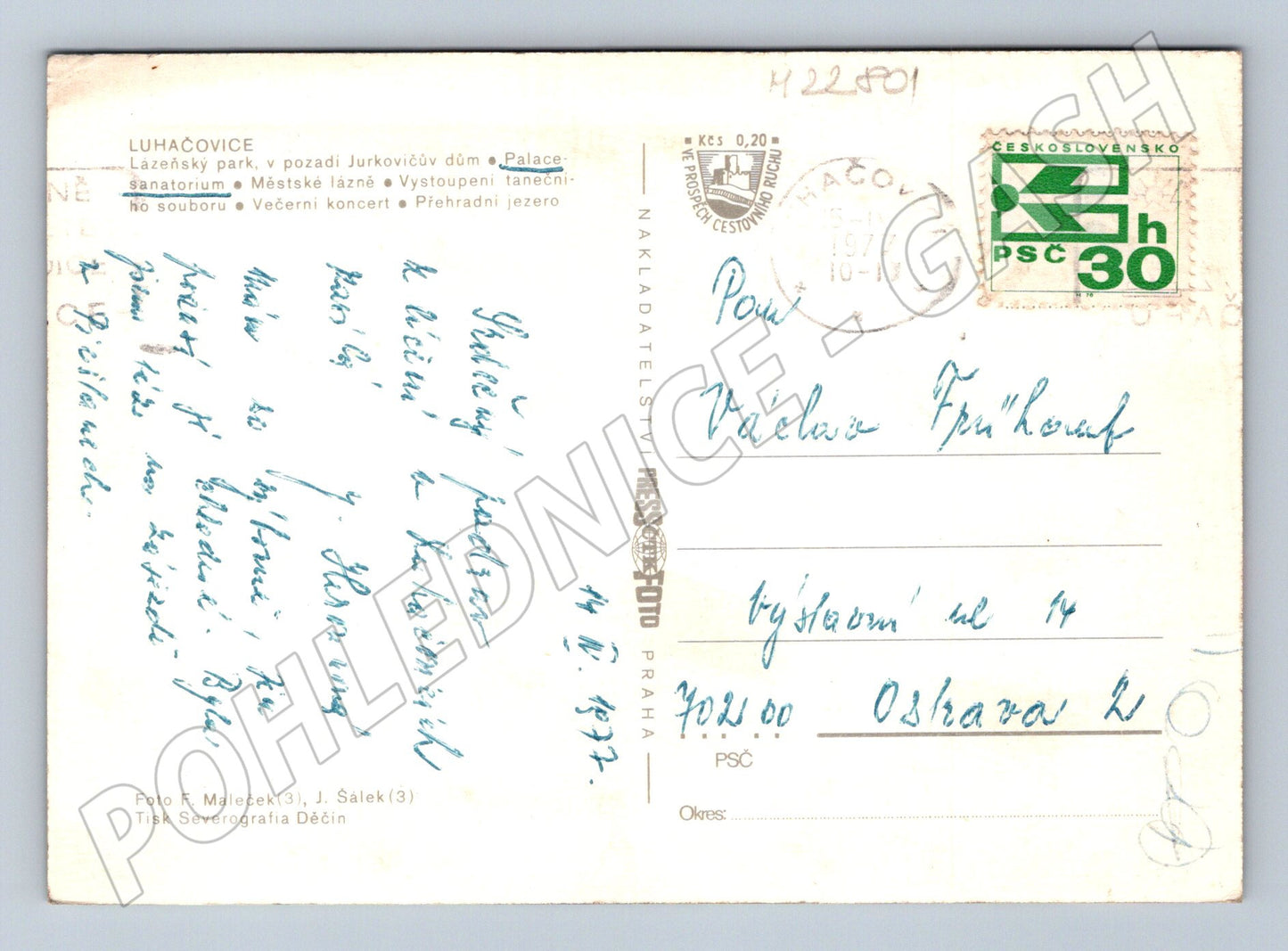 Pohlednice Luhačovice multi-view 1977 (M22801)