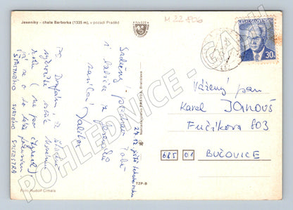 Pohlednice Jeseníky Barborka Praděd lyžaři 1979 (M22806)