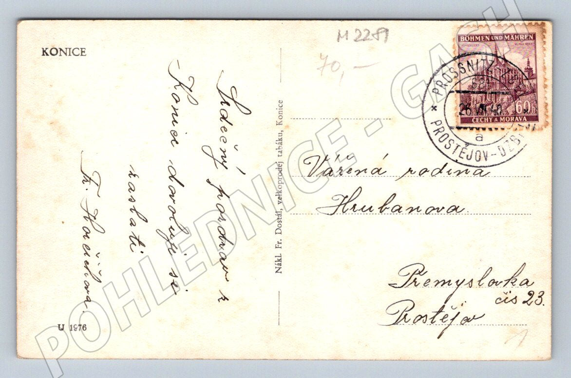 Pohlednice Konice u Prostějova Protektorát 1941 (M2281)