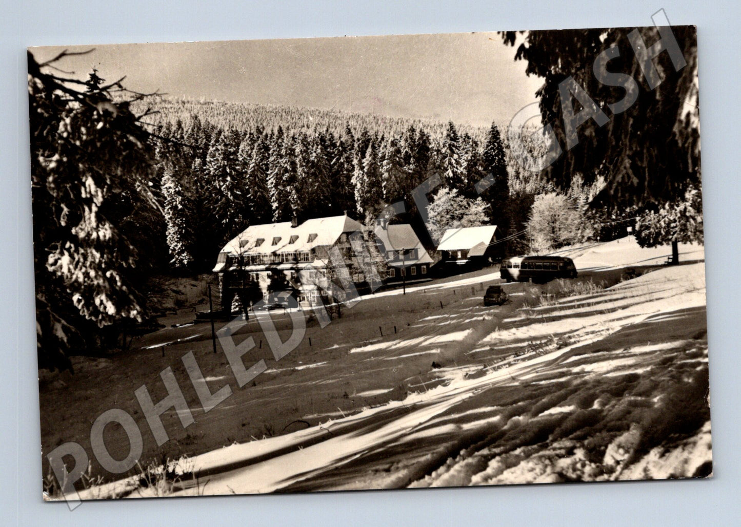 Pohlednice Deštné v Orlických horách Serlišský mlýn zima 1968 (M22832)