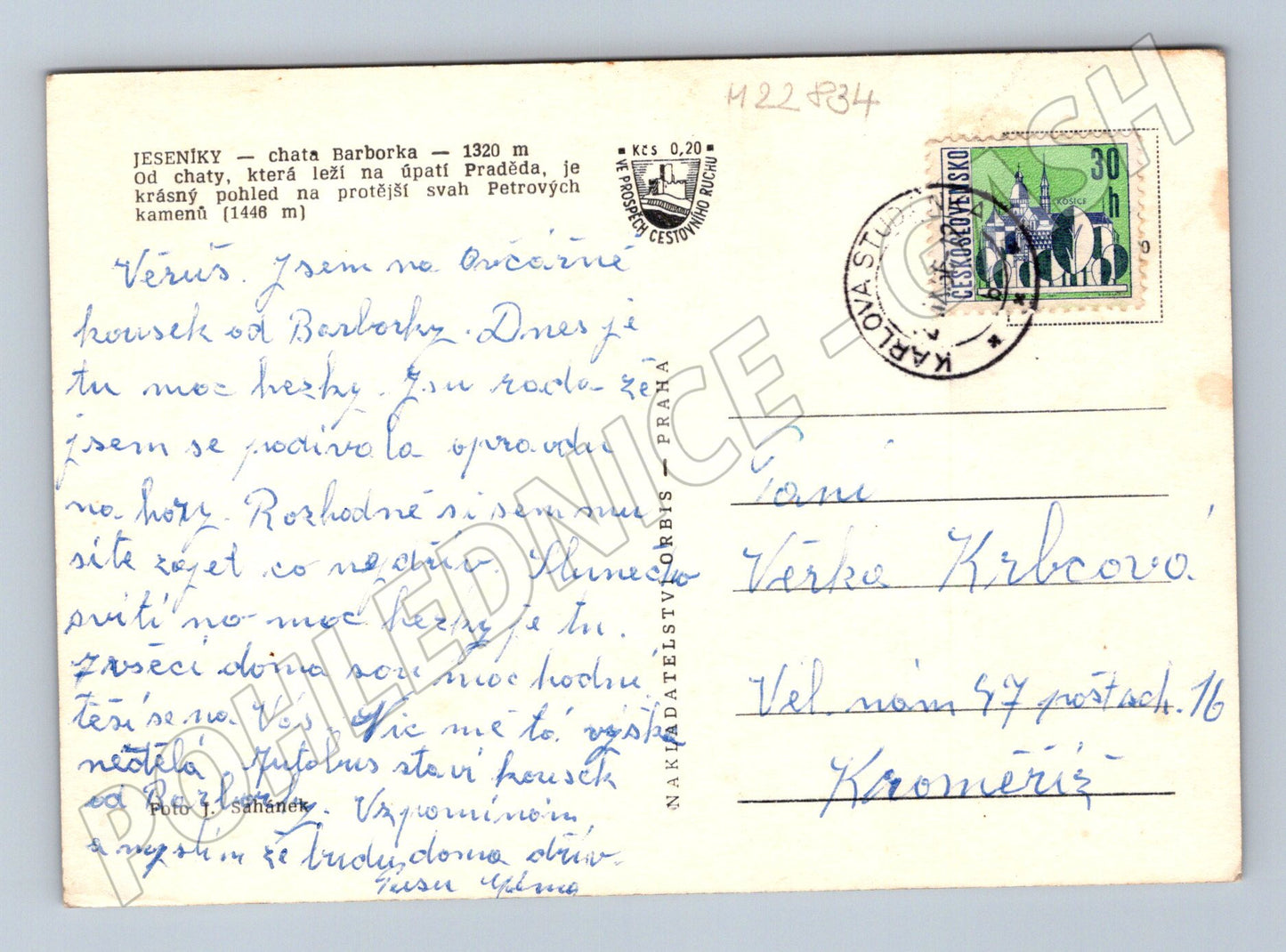 Pohlednice Jeseníky chata Barborka Petrový kámen (M22834)