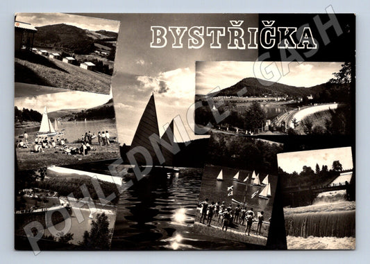 Pohlednice Bystřička přehrada, vodní sporty koláž (M22840)